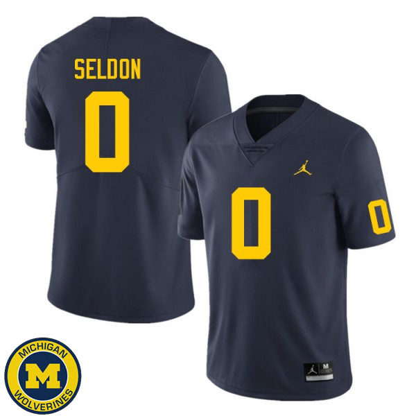 Men Michigan Wolverines #0 Andre Seldon Navy University Jersey